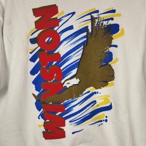 Vintage Winston Sweatshirt Mens XL White Crewneck Eagle Advertising Made USA 90s